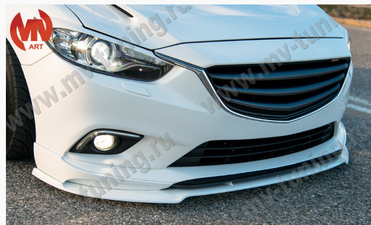 Сплиттер переднего бампера под клыки №2 "Lite Style" для Mazda 6 (2013-н.в.) купить недорого с доставкой в Чебоксары