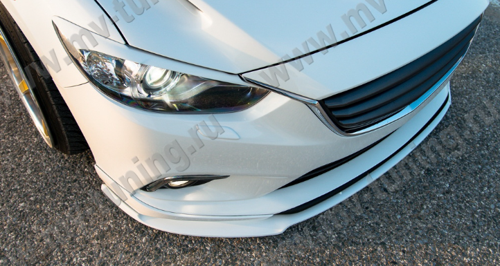 Сплиттер переднего бампера под клыки №2 "Lite Style" для Mazda 6 (2013-н.в.) купить недорого с доставкой в Чебоксары
