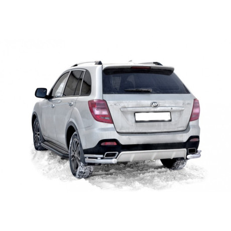 Защита заднего бампера «Уголки двойные» (d63,5) для Lifan X60 (2016-н.в.)(Нерж. Сталь) купить недорого с доставкой в Чебоксары