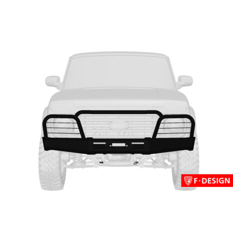 силовой передний бампер f-design с площадкой под лебедку с защитными дугами для L@DA 4x4 (не окрашенный) купить недорого с доставкой в Чебоксары