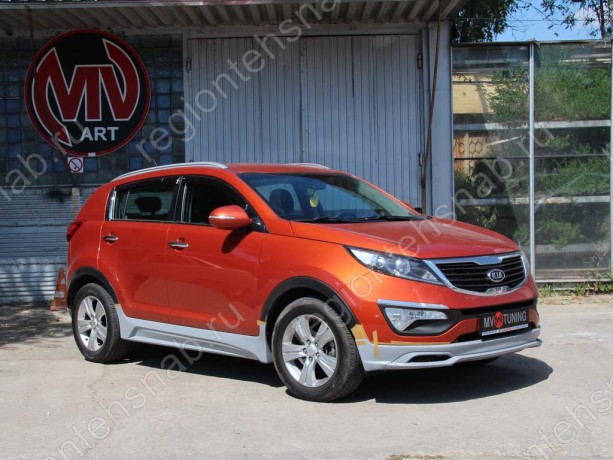 Накладки на пороги "JSW Style" для KIA Sportage (3rd) (2010-2016) купить недорого с доставкой в Чебоксары